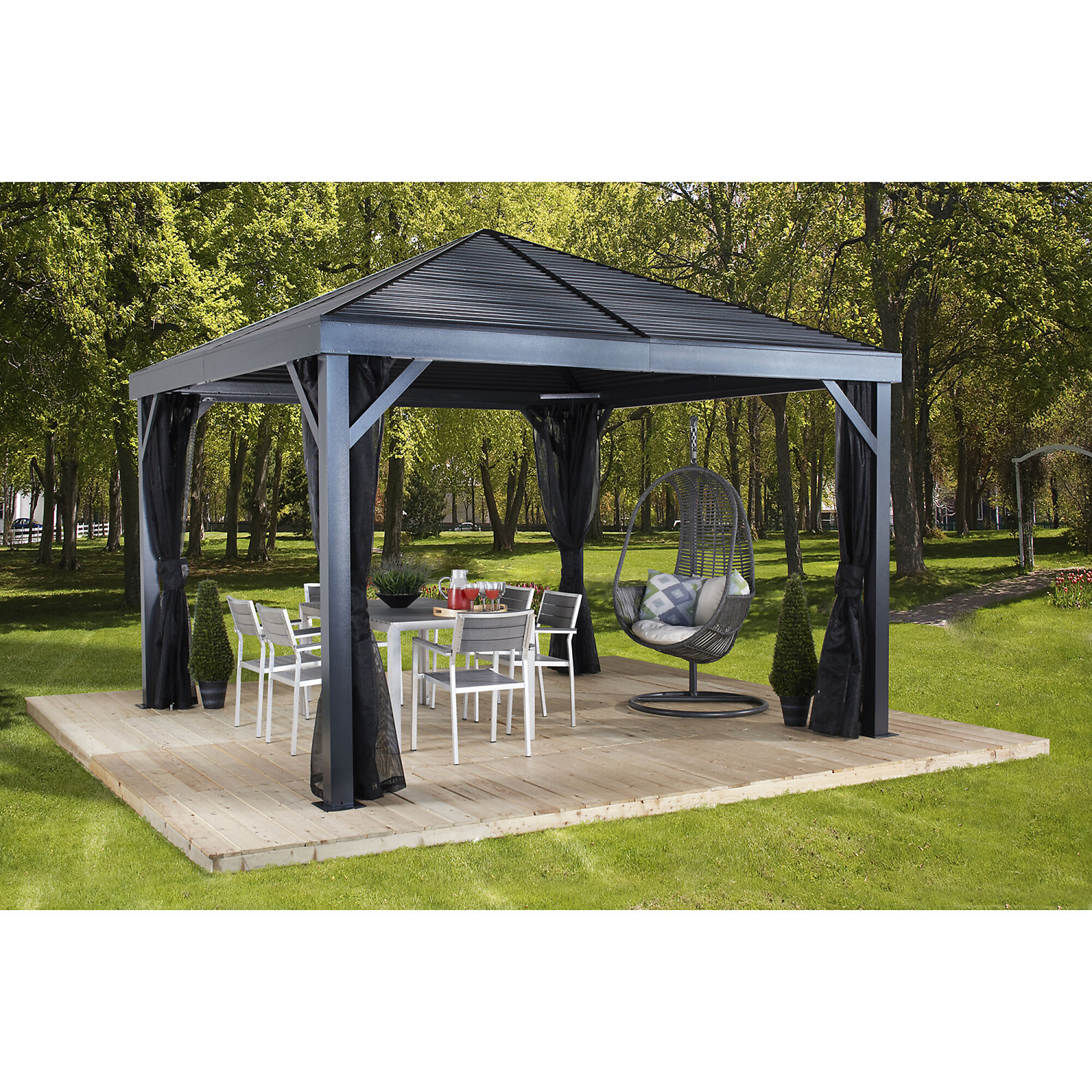 ShelterLogic Sojag South Beach Gazebo - 12ft. x 12ft., Aluminum Frame, Galvanized Steel Roof, Gray, Model# 500-9167894